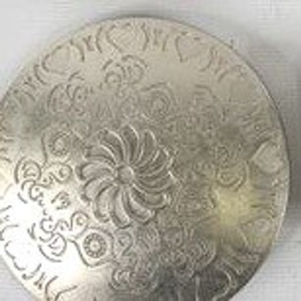 Vintage Silver Tone Round Embossed Floral Heart Scroll Pin Brooch Bohemian Style